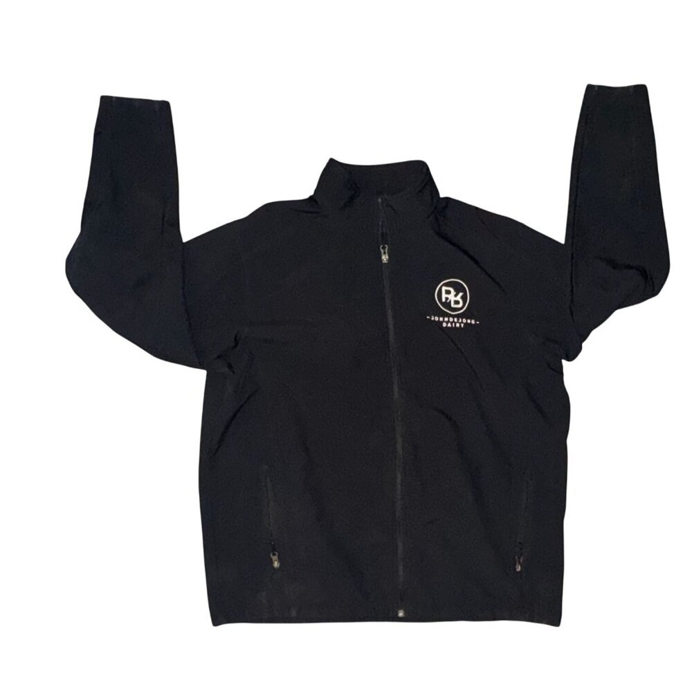 Port Authority Mens Black Zip-Up Jacket XL John De Jong Dairy Logo